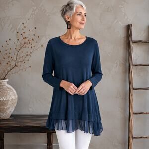 Matilda Jane Navy Secret Fields Evening Sky Sweater Large